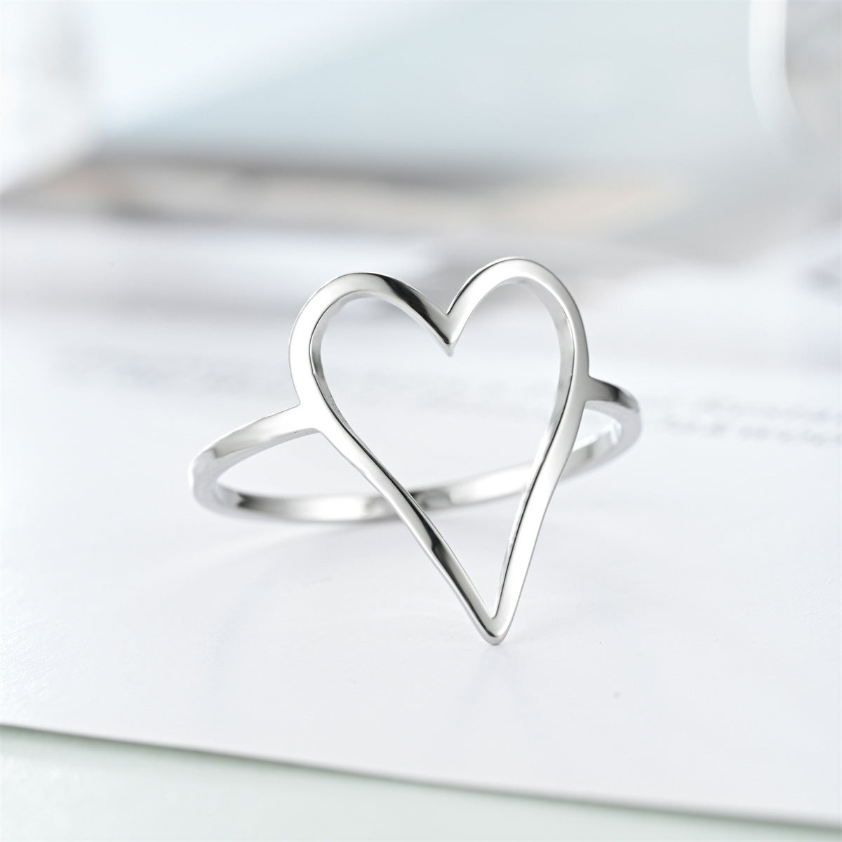 Simple Style Heart Shape Titanium Steel Plating Rings