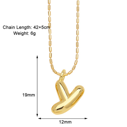 Copper Gold Plated Simple Style Letter Pendant Necklace