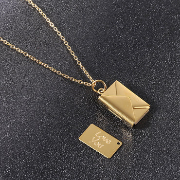 Simple Style Envelope Stainless Steel Titanium Steel Plating Gold Plated Pendant Necklace