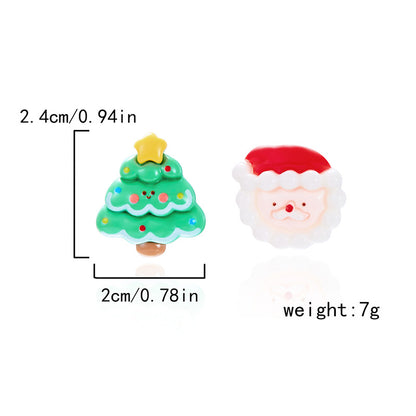 1 Pair Cute Christmas Tree Santa Claus Gingerbread Plating Arylic Ear Studs