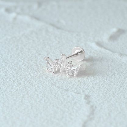 1 Piece Simple Style Flower Plating Sterling Silver Zircon Ear Studs