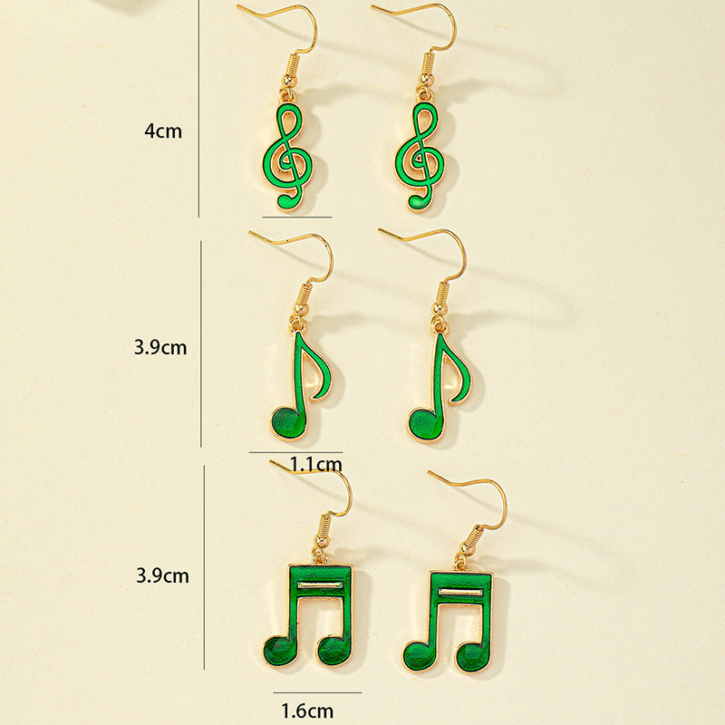 1 Set Simple Style Notes Enamel Alloy Drop Earrings