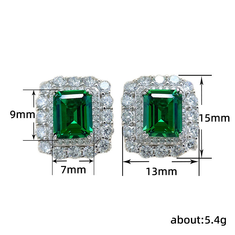 1 Pair Simple Style Shiny Rectangle Inlay Copper Zircon Ear Studs