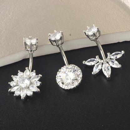 Fashion Crown Stainless Steel Zircon Belly Ring 1 Piece 1 Set