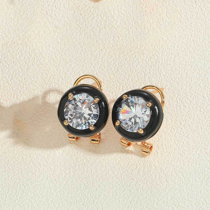 Cross-border new cold style personality rhinestone round earrings literary retro versatile exquisite high-end earrings wholesale