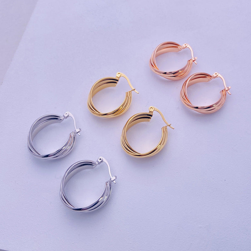 1 Pair Fashion Circle Solid Color Copper Plating Hoop Earrings