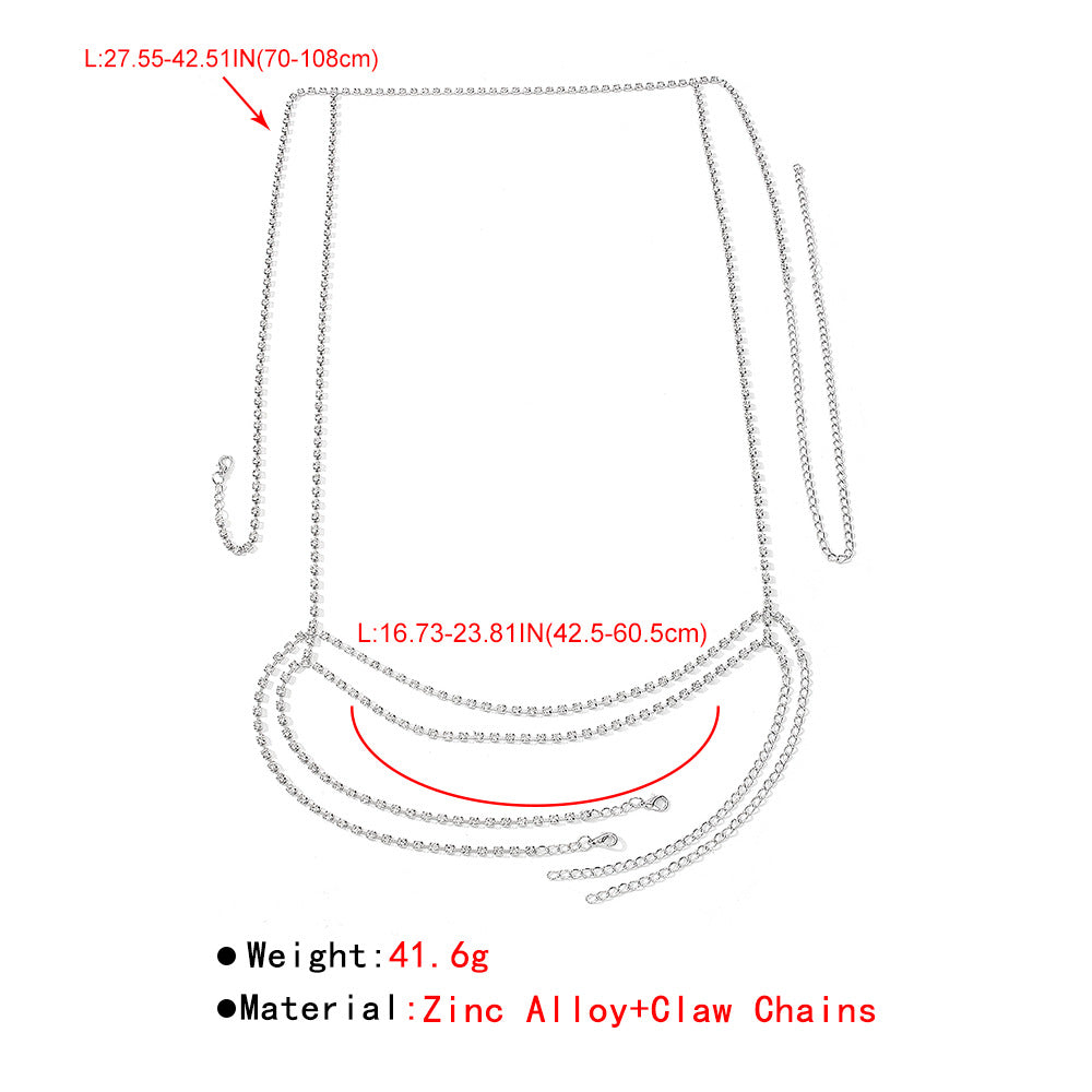 Exaggerated Sexy Body Chain Full Of Drill Claw Chain Double Leg Ring