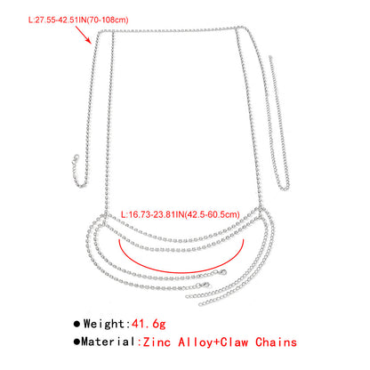 Exaggerated Sexy Body Chain Full Of Drill Claw Chain Double Leg Ring