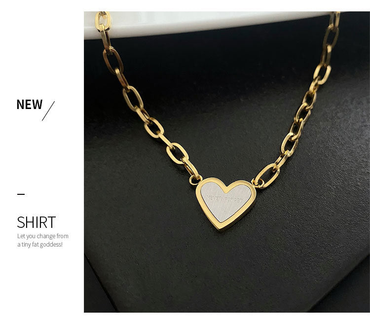 Fashion Heart Shape Titanium Steel Plating Pendant Necklace 1 Piece