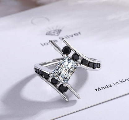 Streetwear Irregular Copper Plating Inlay Zircon White Gold Plated Open Rings