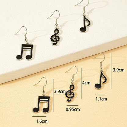 1 Set Simple Style Notes Enamel Alloy Drop Earrings