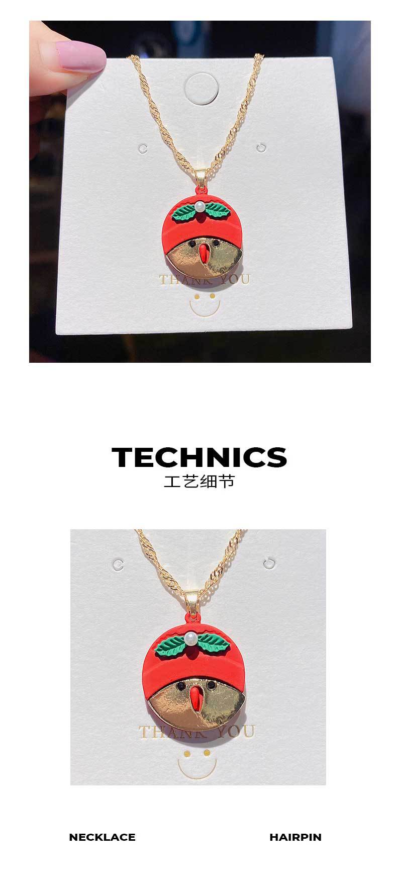 European And American Fashion Hot Selling Dripping Oil Christmas Pendant Necklace Women's Cartoon Santa Claus Snowflake Snowman Clavicle Chain