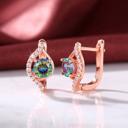 1 Pair Elegant Glam Geometric Plating Inlay Copper Zircon Earrings