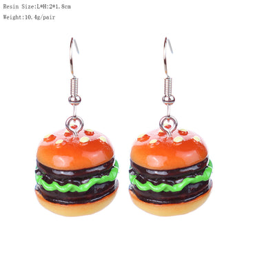 1 Pair Cartoon Style Cute Hamburger Plastic Drop Earrings