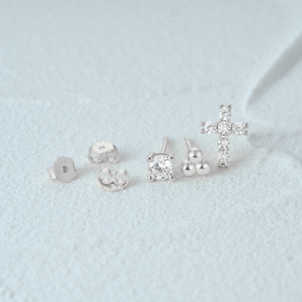 1 Set Simple Style Star Butterfly Plating Sterling Silver Ear Studs