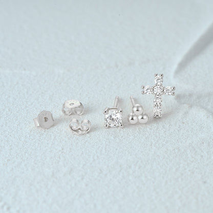 1 Set Simple Style Star Butterfly Plating Sterling Silver Ear Studs