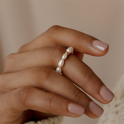 Elegant Simple Style Round Stainless Steel Imitation Pearl Rings In Bulk