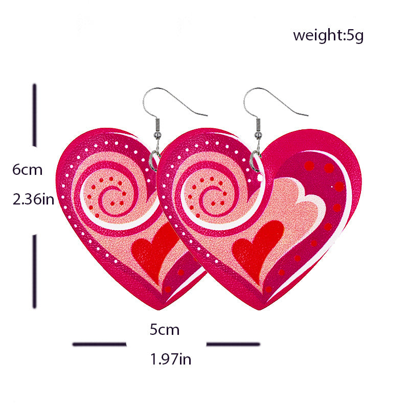 1 Pair Lady Streetwear Letter Heart Shape Pu Leather Drop Earrings