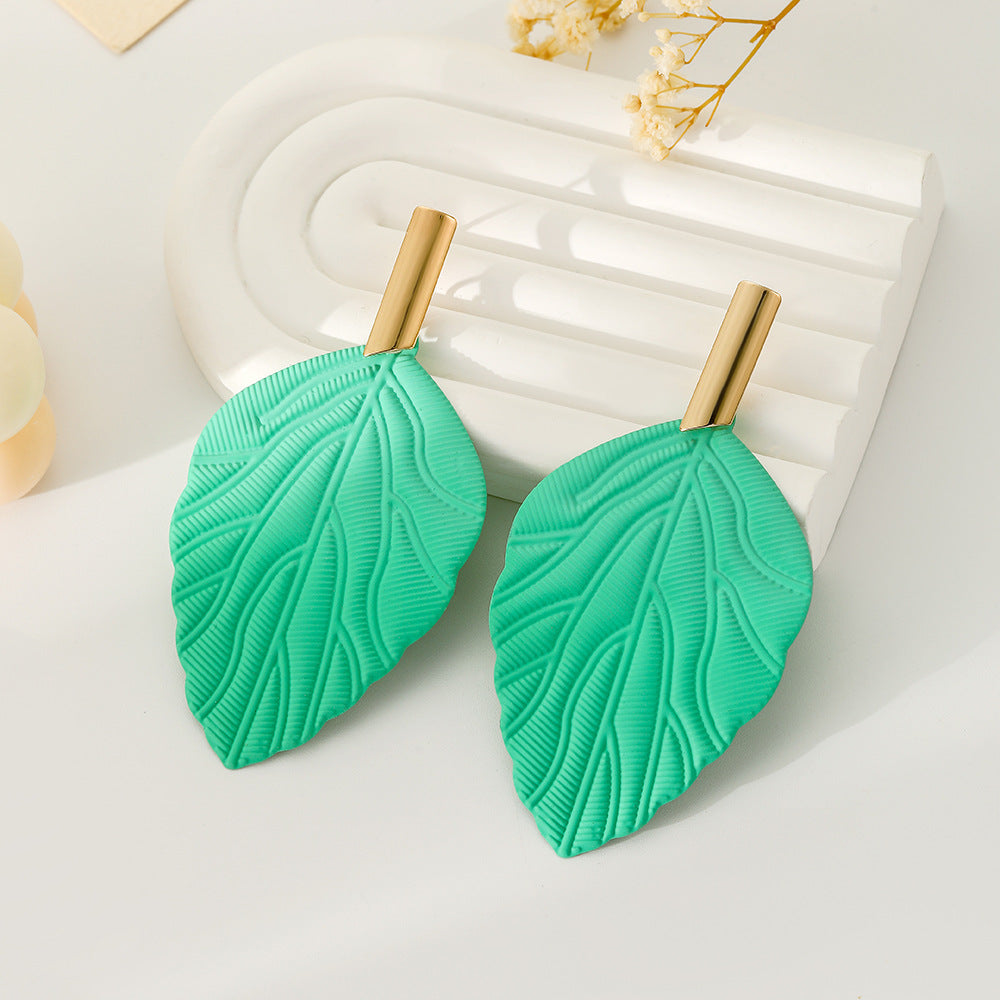 Vacation Leaf Metal Spray Paint Plating Women's Drop Earrings