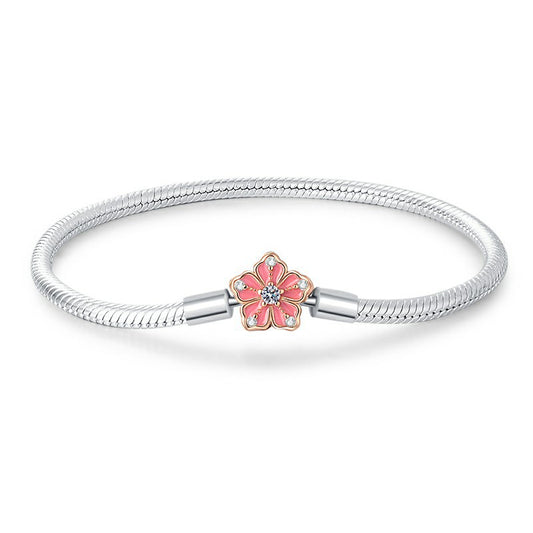 Elegant Heart Shape Flower White Copper Plating Bracelets