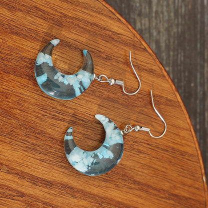 1 Pair Retro Moon Glass Drop Earrings