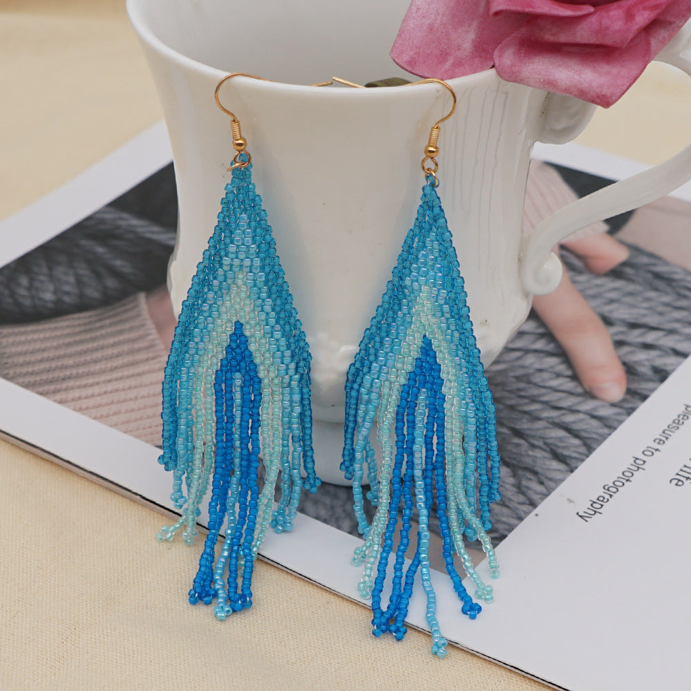 Bohemian Ethnic Hand-woven Tassel Long Earrings