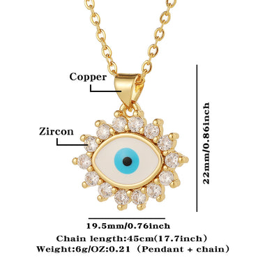 Retro Romantic Palm Eye Copper Plating Inlay Zircon Gold Plated Pendant Necklace