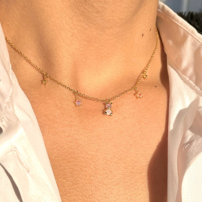 Cute Star Bear Copper Zircon Necklace In Bulk