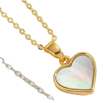 Copper plated 14K real gold love heart clover round shell pendant necklace women's  popular exquisite clavicle chain