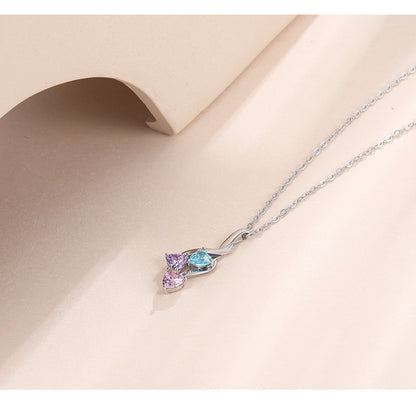 Elegant Geometric Sterling Silver Plating Zircon Pendant Necklace