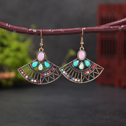 1 Pair Retro Water Droplets Metal Plating Zircon Women's Drop Earrings