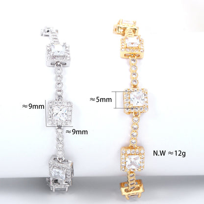 Fashion Square Copper Plating Inlay Zircon Women's Bracelets Necklace 1 Piece