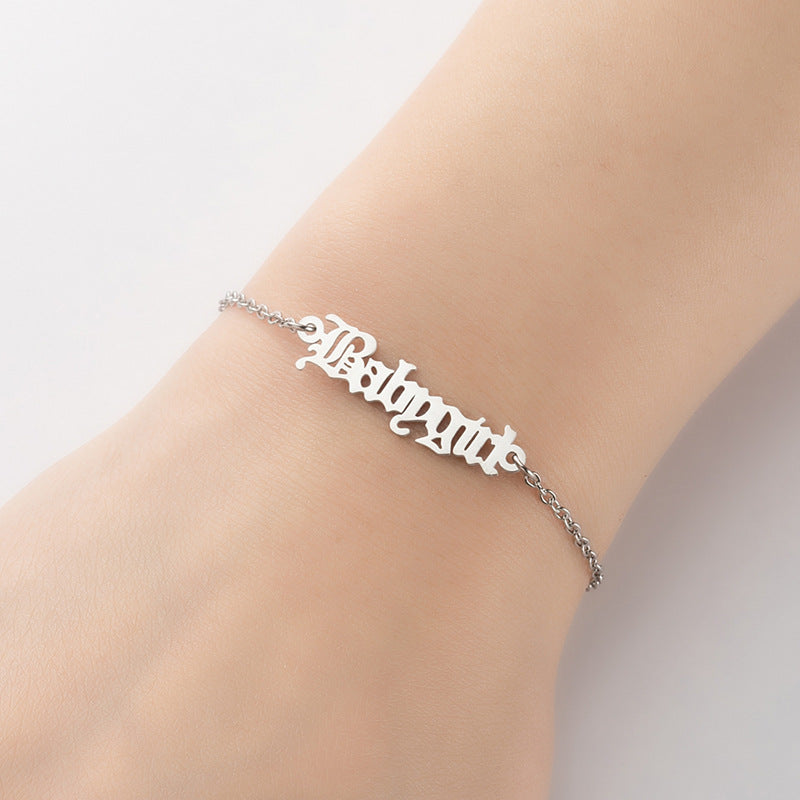 1 Piece Simple Style Letter Stainless Steel Plating Bracelets