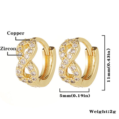 Fashion Water Droplets Copper Hoop Earrings Inlay Zircon Copper Earrings