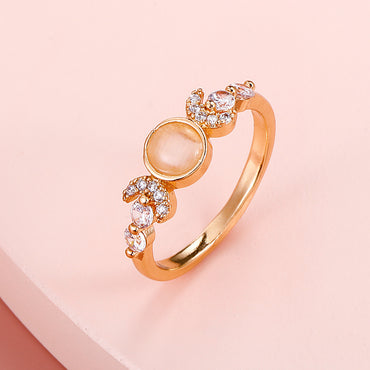 Simple Style Round Copper Rhinestones Rings