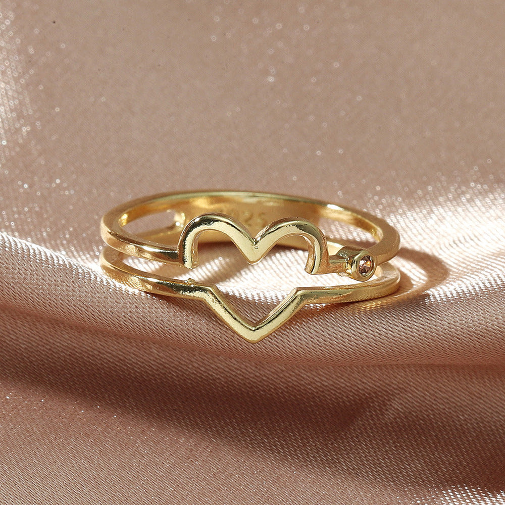 Simple Fashion Geometry Pattern Hollow Love Ring