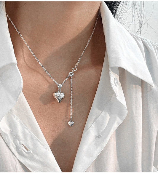 1 Piece Fashion Heart Shape Sterling Silver Patchwork Pendant Necklace