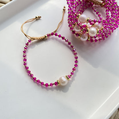 1 Piece Fashion Geometric Artificial Crystal Freshwater Pearl Beaded Unisex Bracelets