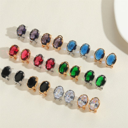 Cross-border new personality style trend French retro oval crystal zircon earrings niche design temperament earrings women