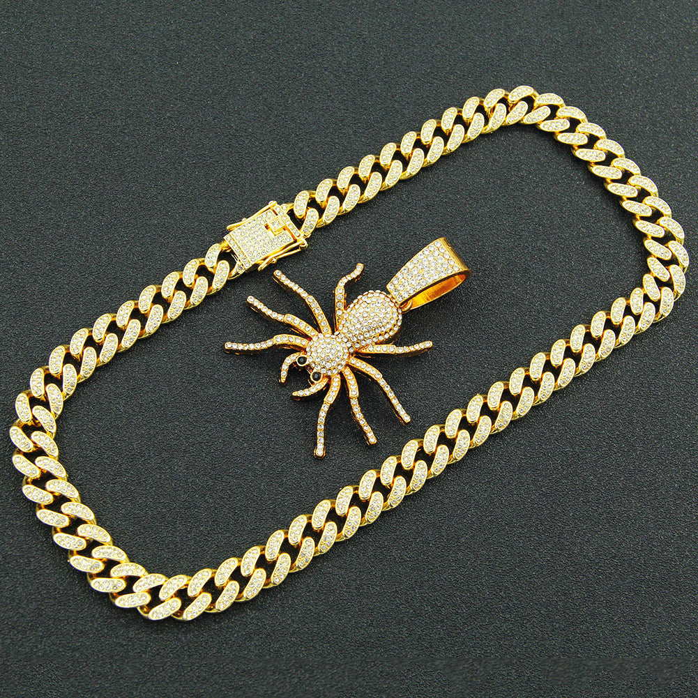 Street Exaggerated Personality Diamond Pendant Hip Hop Spider Necklace