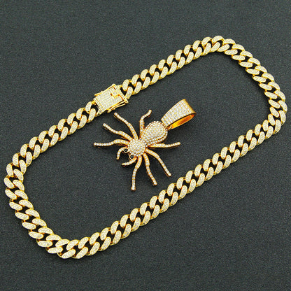 Street Exaggerated Personality Diamond Pendant Hip Hop Spider Necklace