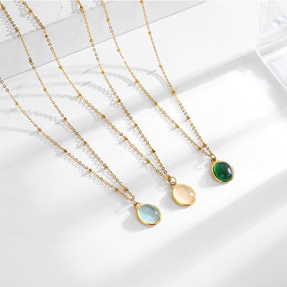 Simple Style Geometric Titanium Steel Plating Opal 18k Gold Plated Necklace