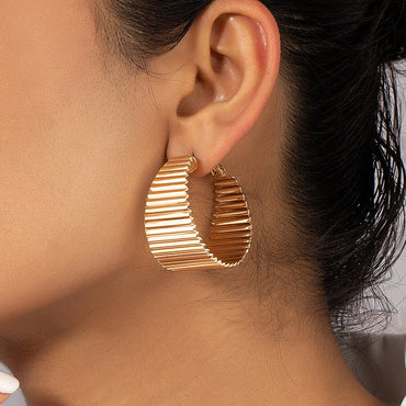 Ig Style Simple Style Stripe Solid Color Metal Plating Women's Earrings 1 Pair