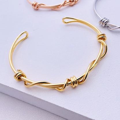 Simple Style Solid Color Copper Plating Gold Plated Bangle