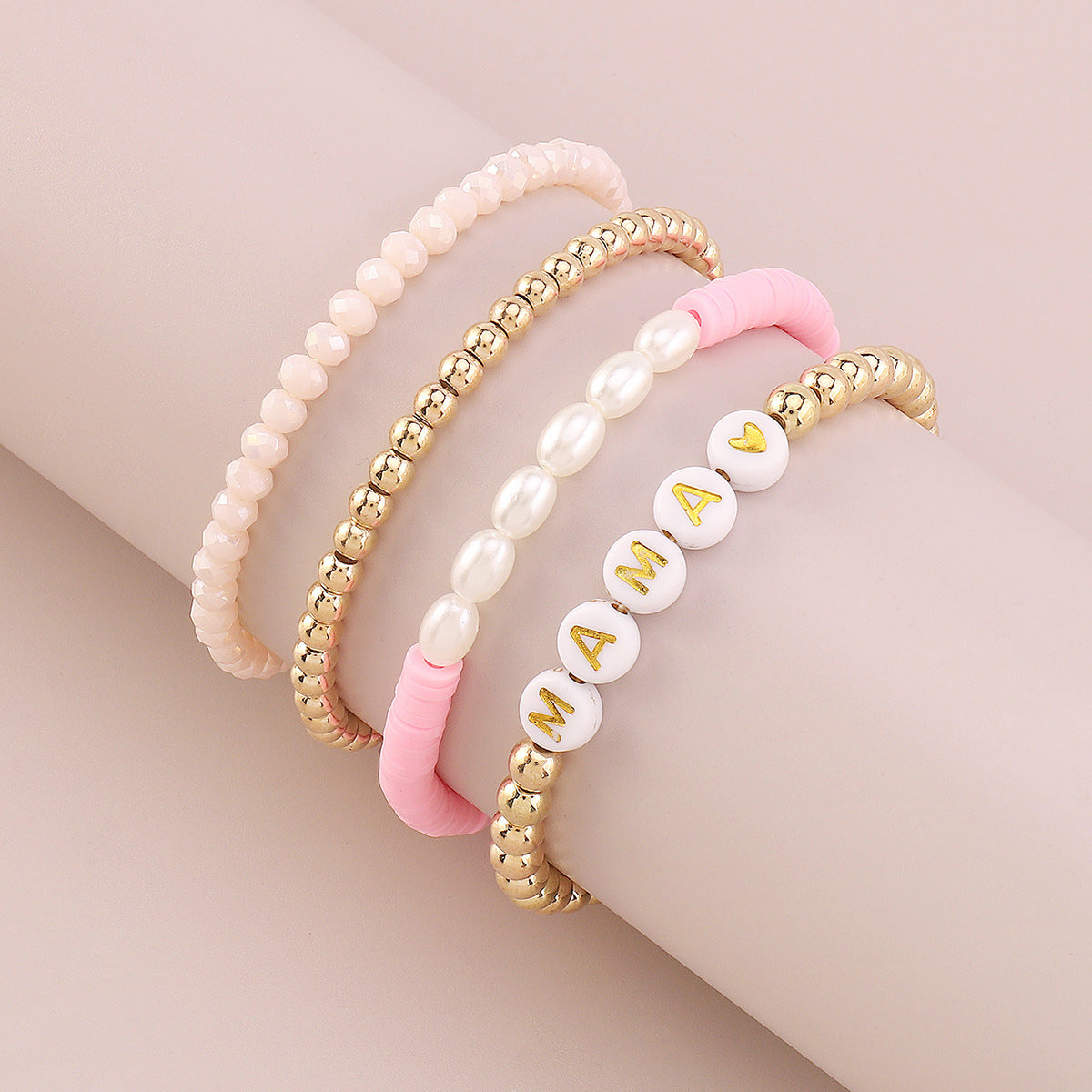 Fashion Mama Beaded Contrast Color Simple Gift Stacking Bracelet
