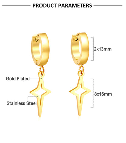 1 Pair Fashion Star Stainless Steel Star Plating Hollow Out Drop Earrings