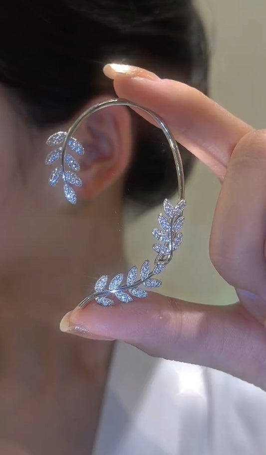 Fashion Leaf Alloy Plating Artificial Gemstones Women's Ear Clips