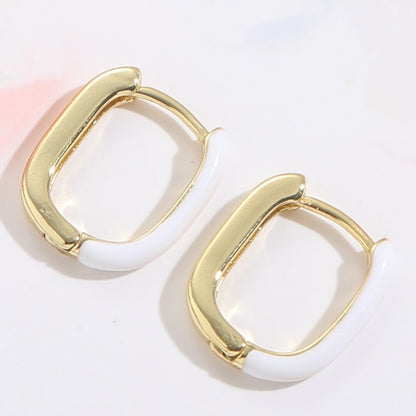 AliExpress hot selling French U-shaped oval drip oil earrings, copper-plated 14K real gold, exquisite, simple and light luxury earrings jewelry