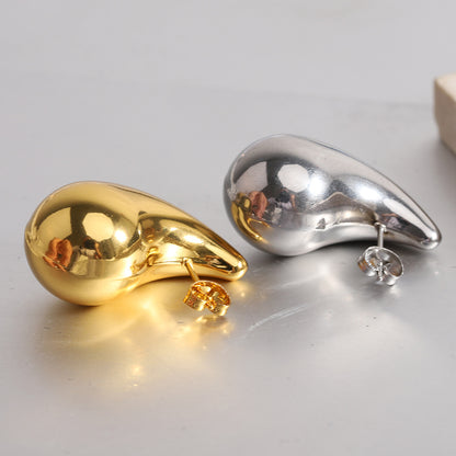 1 Pair Simple Style Water Droplets Plating Titanium Steel 18k Gold Plated Ear Studs