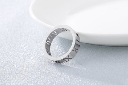 Simple Fashion Stainless Steel Hollow Roman Numeral Ring Wholesale Gooddiy